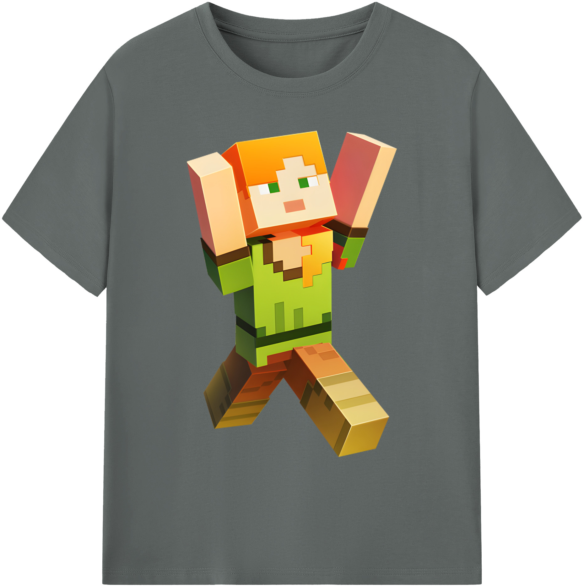 （画像用） マインクラフト ブロックの世界 Minecraft MC Block world 綿100％ メンズ半袖Tシャツ｜肌触りやわらか＆通気性